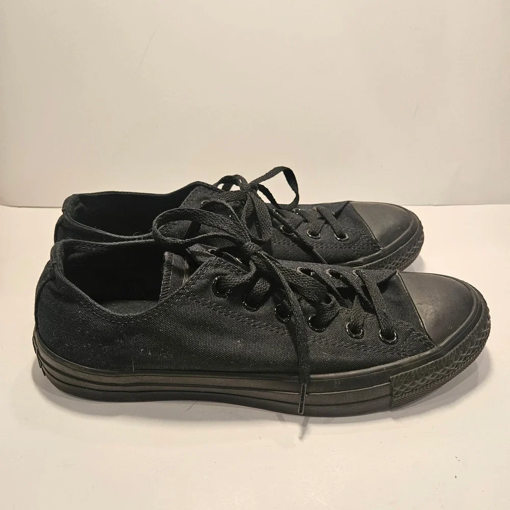 Converse Chuck Taylor All Star Low‎ Top Black Monochrome Sneakers Mens 7 W 9